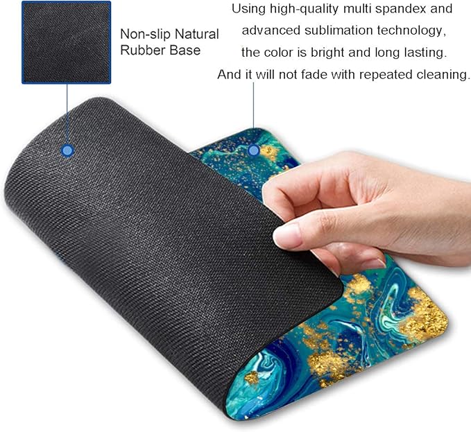 Green Blue Marble Mouse Pad, Gaming Creativity Custom Non-Slip Rubber Base Cute - Image 2