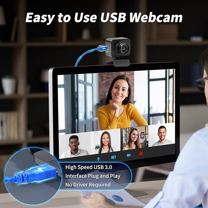 MOKOSE USB Camera 4K, USB3.0 Manual Focus Webcam - Image 5