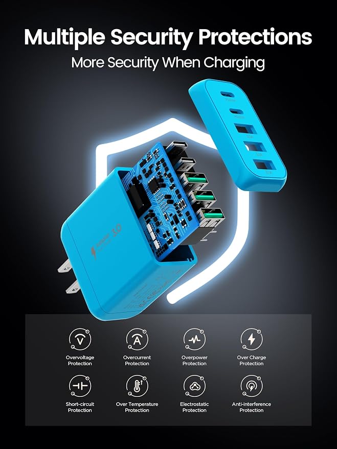 USB C Charger Block, Type C Charger Fast Charging, 50W 5-Port USB Wall Charger - Image 7