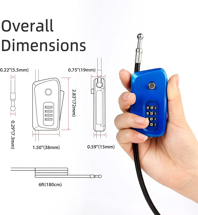 6ft Python Cable Lock for Bike, Trail Camera Locking, 4 Digit Combination Lock - Image 5
