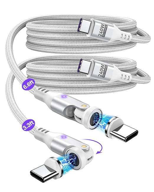 A.S Gen3 USBC Magnetic Charging Cable 240W, 9Pin Type C to Type C Magnet by AS