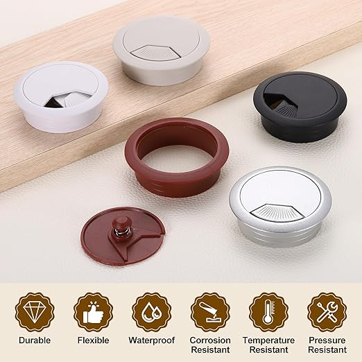 uxcell 6 Pcs 80mm Desk Grommet, Plastic Cable Hole Cover, Wire Cord Cable - Image 4