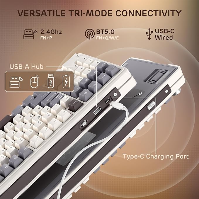RK ROYAL KLUDGE L98 Wireless Mechanical Keyboard w/Left-Handed Southpaw Design - Image 3