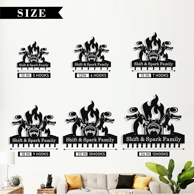 Personalized Flaming Motoclycle Key Holder Wall Mount, Custom Metal Key Rack - Image 6
