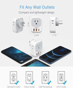 20W PD Multi Plug Adapter, TESSAN 3 USB Wall Charger Multiports, Cube Charging - Image 7