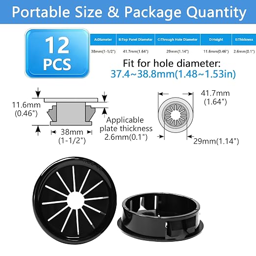 12 Pcs Cable Grommet, Snap Bushing 1-1/2" Mounting Diameter, Flexible - Image 9