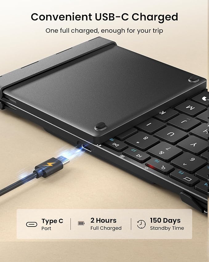ProtoArc Foldable Bluetooth Keyboard, XK01 Full-Size Portable Wireless Keyboard - Image 6