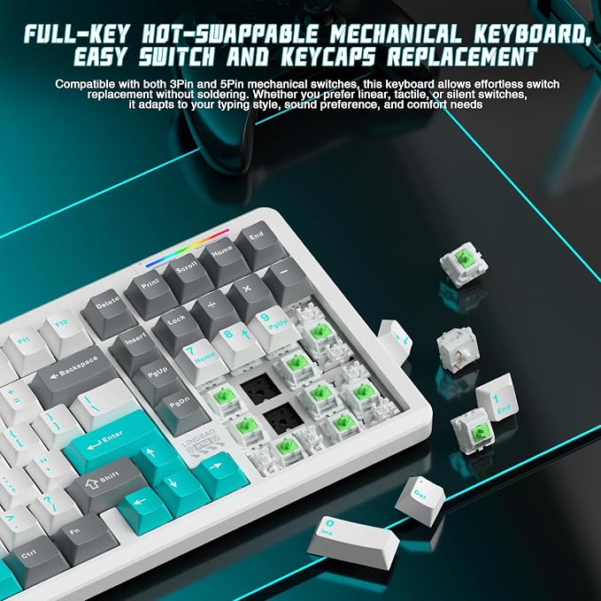 LINGBAO K98 Wireless Mechanical Gaming Keyboard, 10000mAh Battery Tri-Mode - Image 8
