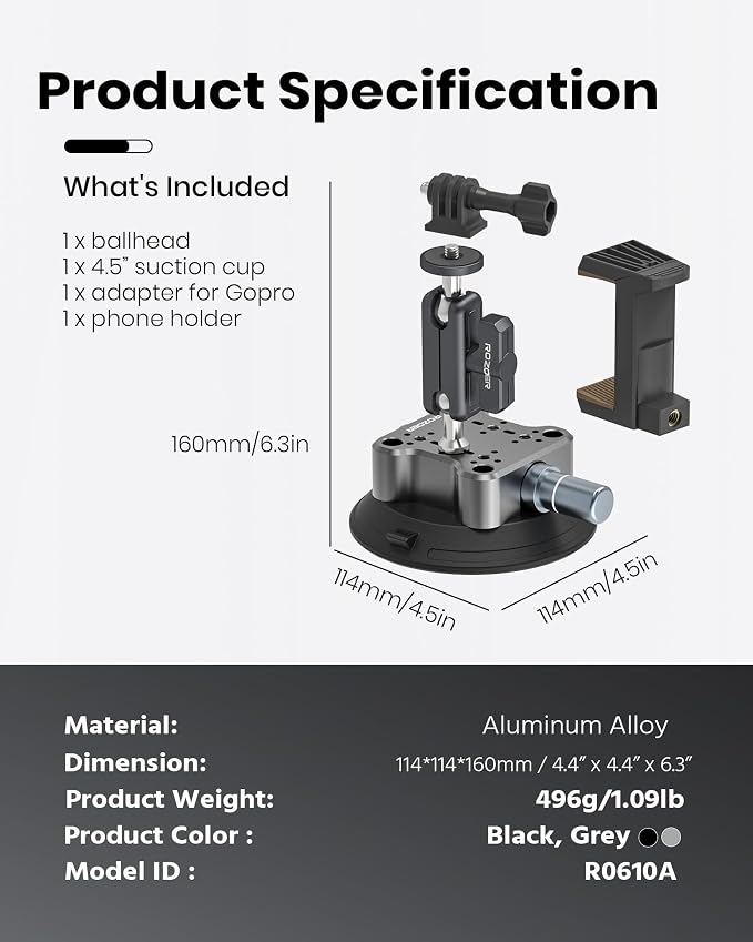 4.5" Suction Cup Camera Mount Universal Car Mount - Image 9