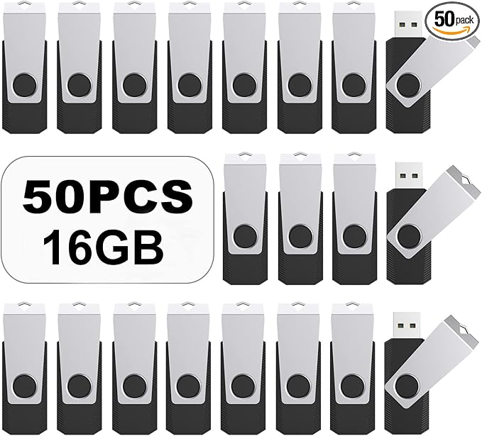 TOPESEL 50PCS 16GB Bulk USB 2.0 Flash Drive Swivel Memory Stick Thumb Drives by TOPESEL