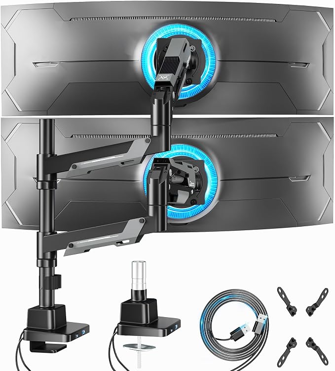 ARES WING Dual Monitor Mount, Adjustable Stacked Monitor Stand - Image 9