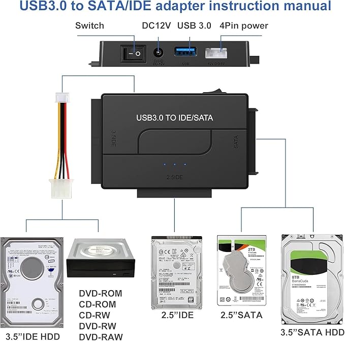 USB 3.0 to SATA IDE Hard Drive Reader, YINNCEEN External Hard Drive Ultra - Image 4