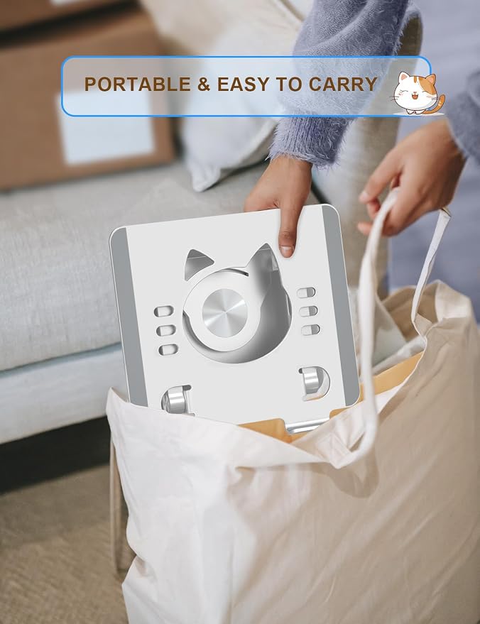 Tablet Stand 360° Rotating Aluminum Holder, Adjustable, Portable and Foldable - Image 7
