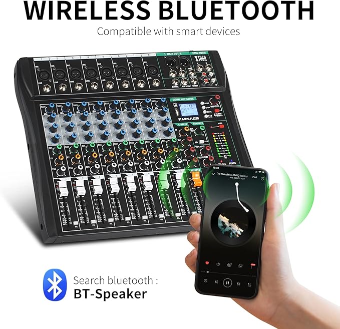 XTUGA 8 Channel Audio Mixer Sound Board Mixing Console, Audio Interface PC USB - Image 3