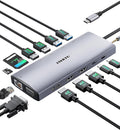 USB C Docking Station 4 Monitor, 14 in 1 Laptop Docking Station 3 Monitor Quad by iavkyu