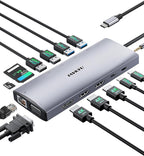 USB C Docking Station 4 Monitor, 14 in 1 Laptop Docking Station 3 Monitor Quad by iavkyu