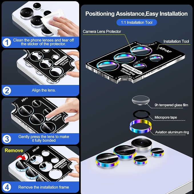 for Samsung Galaxy S25 Ultra Camera Lens Protector, Individual Metal Ring - Image 6