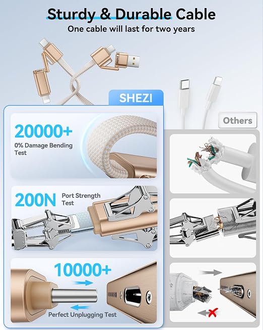 SHEZI 4-in-1 Compatible with USB C to Lightning Cable 240W Fast Charging & Data - Image 5