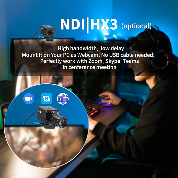 4K Native NDI|HX3 POV Box Camera PoE, Simultaneously HDMI & SDI Output - Image 4