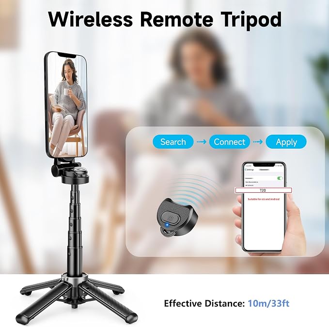 Magnetic Tripod for Phone with Remote Control, 3-in-1 Selfie Stick Handle Grip - Image 8