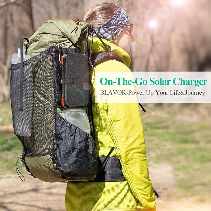 BLAVOR Solar Charger Power Bank, PD 18W Fast Charging 20000mAh Battery Pack - Image 9