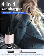 Retractable Car Charger, 4 in 1 Fast Car Phone Charger 69W, 2 Retractable - Image 5