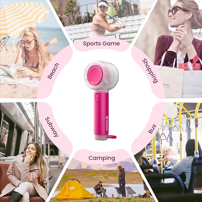 AIRMATE Portable Handheld Fan, 5 Wind Speed Adjustable, 3000mAh Battery - Image 8
