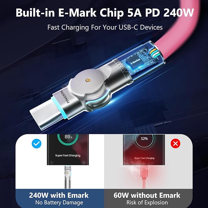 USB C to USB C Cable 10ft 240W 2-Pack USB 2.0, Type C Charging Cable - Image 3
