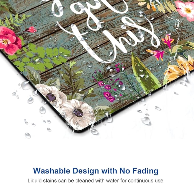 Mouse Pad, Floral Inspirational Quote Mousepad, Square Waterproof Pad Non-Slip - Image 5