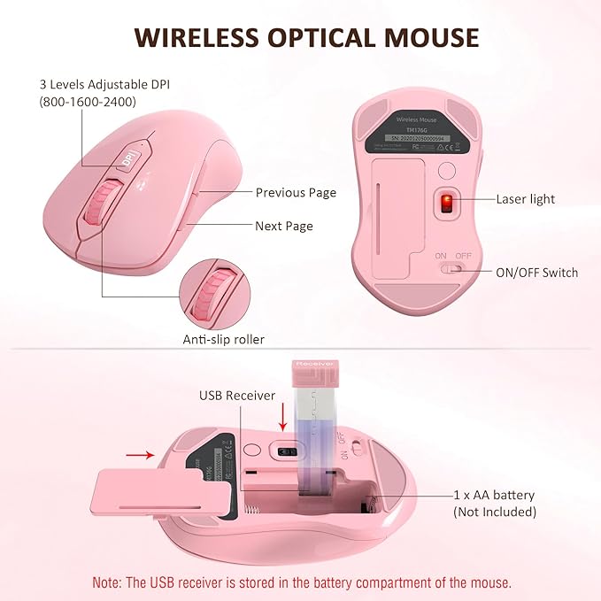 Wireless Keyboard and Mouse Combo, EDJO 2.4G Full-Sized Ergonomic Computer - Image 4