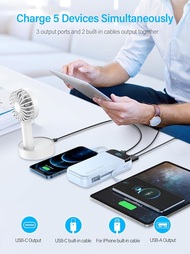 Portable Charger 32000mAh, 22.5W QC 3.0 PD 20W Smart LED Display Fast Charging - Image 2
