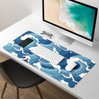 Extended Gaming Mouse Pad, Japanese Blue White Wave Mousepad, XL Large Mouse - Image 7