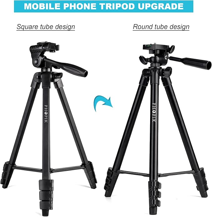 55" Phone Tripod, PHOPIK Aluminum Extendable Tripod Stand - Image 6