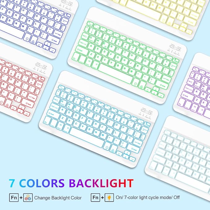 Keyboard Case for Samsung Galaxy Tab A9 Plus 5G 11 inch 2023, 7 Color Backlit - Image 5