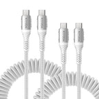 Coiled USB C to C Cable for Car 3ft, Samsung Galaxy, Google Pixel, TCL by KIYODA