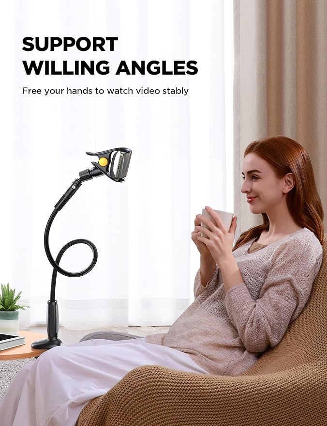 JOYROOM Gooseneck Phone Holder for Bed, Flexible Long Arm Phone Stand, 720° - Image 7
