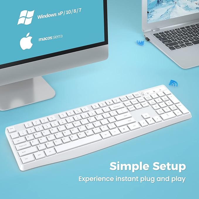 Lovaky Wireless Keyboard, 2.4G Ergonomic Wireless Computer Keyboard, Enlarged - Image 3