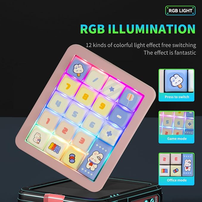 Adventurers K812 Wired Mechanical Numeric Keypad, 19-Key Hot-Swappable RGB - Image 3