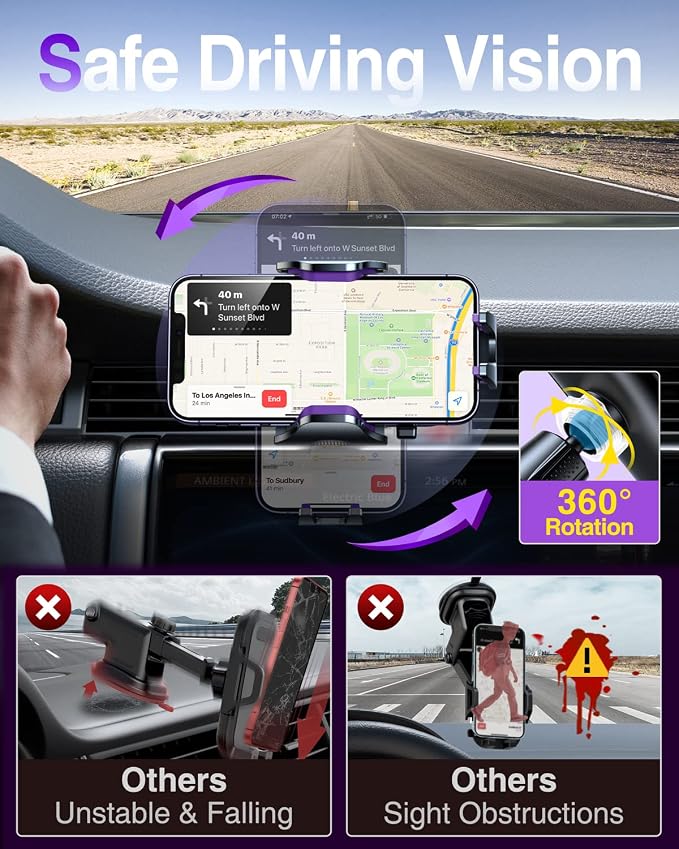 VANMASS Car Phone Holder Mount 2025 Upgraded Car Vent Phone Mount Clip - Image 3