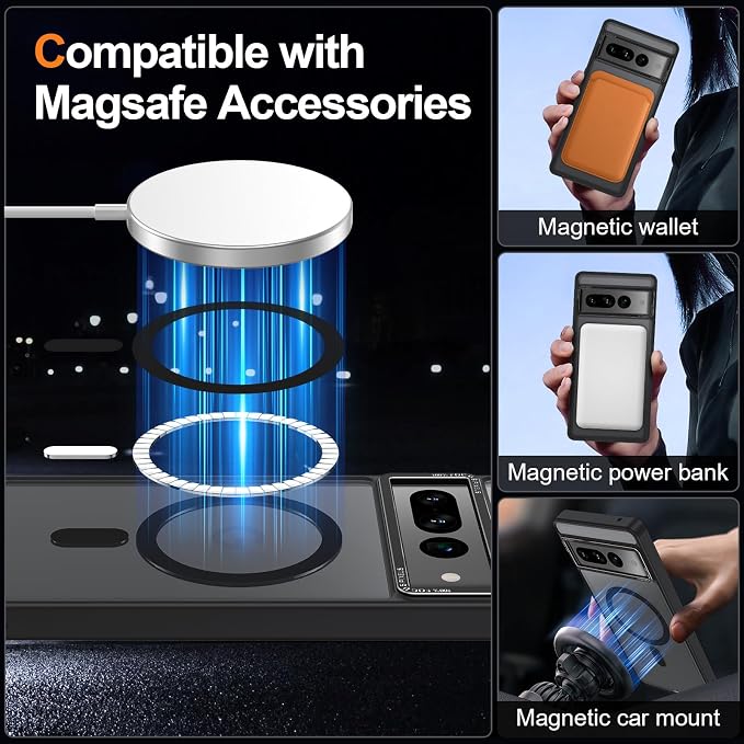 Magnetic for Google Pixel 7 Pro Case, Shockproof Slim Translucent Matte - Image 2