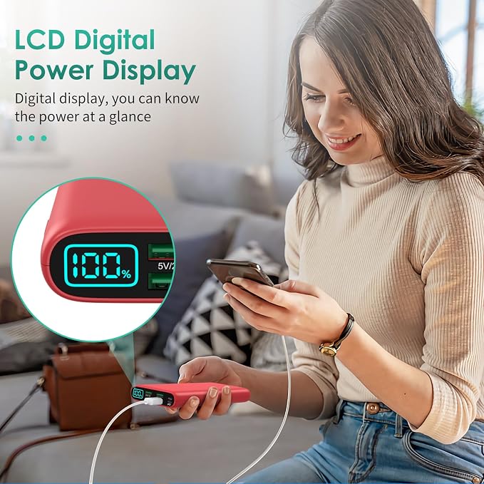 Portable Charger 38800mAh, LCD Display Power Bank, 5 USB Outputs Battery Pack - Image 8