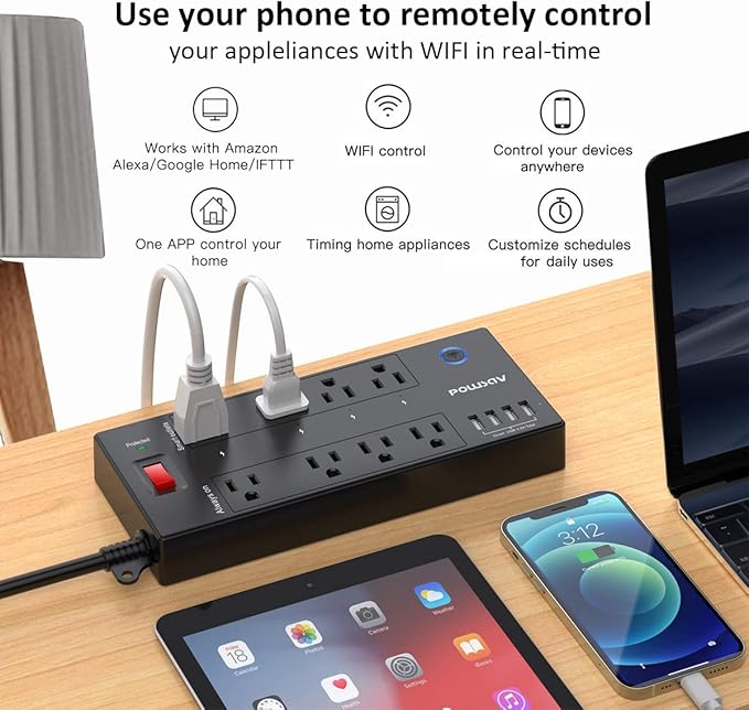 POWSAV 6 Ft WiFi Surge Protector - Image 2