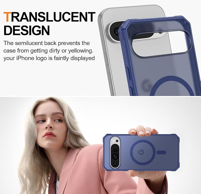 Magnetic for Google Pixel 9 Pro XL Case, Shockproof Slim Translucent Matte - Image 4