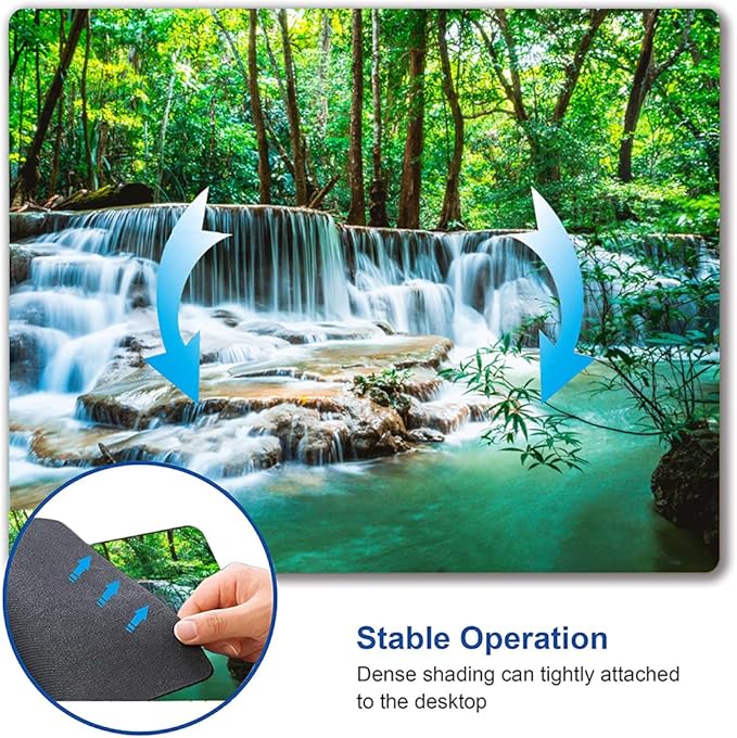 Mouse Pad, Forest Waterfall Natural Scenery Mouse Pad Custom Design, Square - Image 6