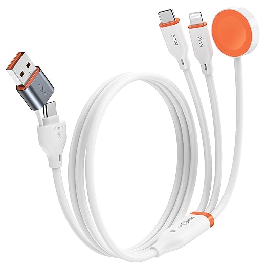 for Apple Watch Charger, 3-in-2 Silicone Multi Charging Cable Travel Fast by LERTOSEN