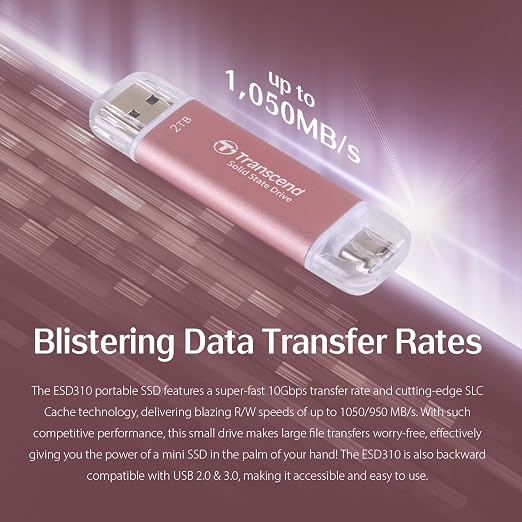 Transcend 512GB External SSD, Dual USB Flash Drive - Image 2
