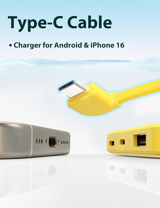 6000mah Ultra Slim Built in Cables Power Bank, Card Size Built in USB C Cords - Image 6