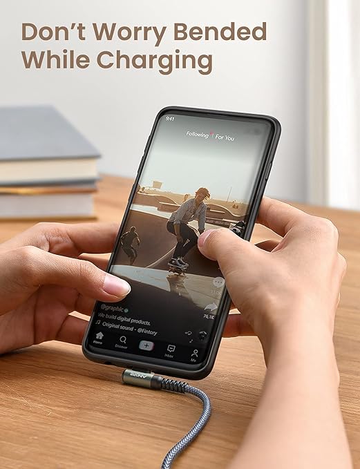 AINOPE USB to USB C Cable 3.1A Type C Charger Fast Charging, Right Angle USB to - Image 3