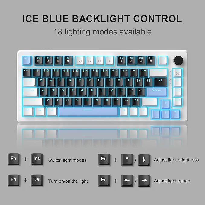 MageGee 75% Mechanical Gaming Keyboard, Compact Blue Backlit Wired Gaming - Image 2