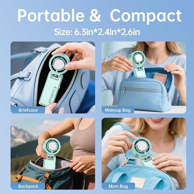 Handheld Portable Fan with Ice Cooler: 100-Speed 5500mAh Rechargeable Handheld - Image 8